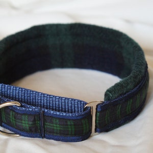 Fleece Lined Martingale Dog Collar - Blackwatch Tartan