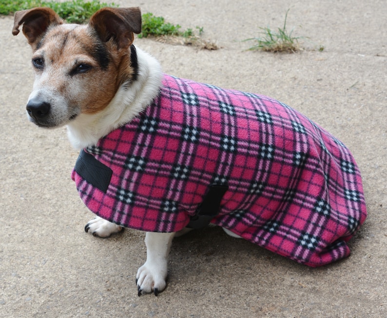 Fleece Dog Coat. Drying Coat pink Check Tartan Made to Etsy