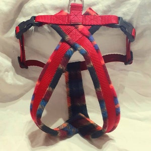 Dog Harness - Fleece Lined with Matching Lead options -  Multi Coloured Check