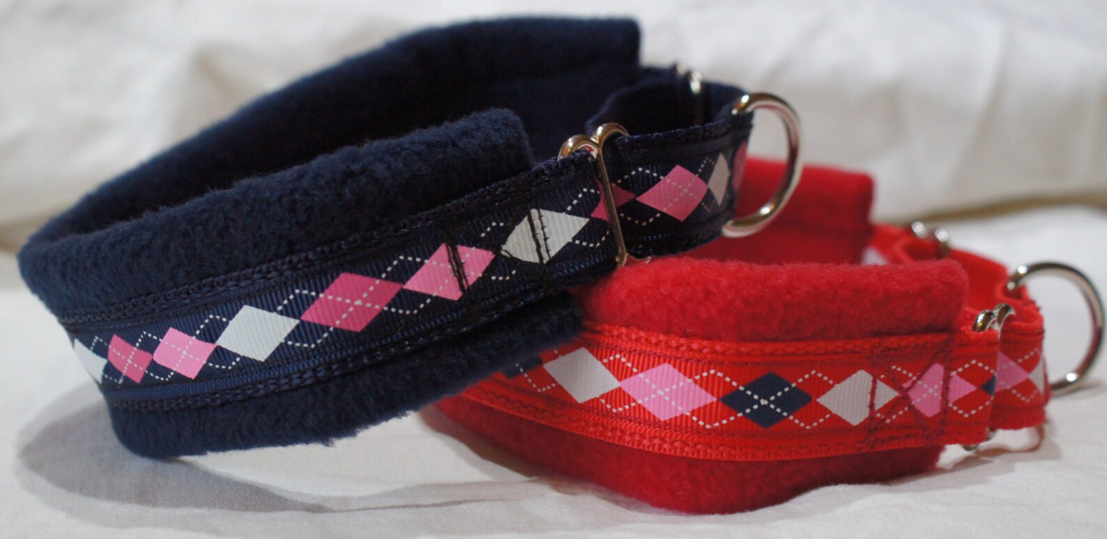 Fleece Lined Martingale Dog Collar Argyle pattern Width Etsy
