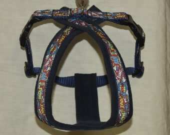 Dog Harness, Fleece Lined,  Matching Lead options,  Superheroes, Navy, Dog walking