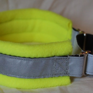 Fleece Lined Martingale Dog Collar - Hi Vis & reflective - Yellow