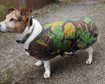 Waterproof Quilted Dog Coat, Camouflage, Fleece lined - Made To Measure