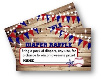 Sports Baby Shower Diaper Raffle Insert - diaper raffle tickets sports themed - baseball - rustic baby shower - instant download - printable