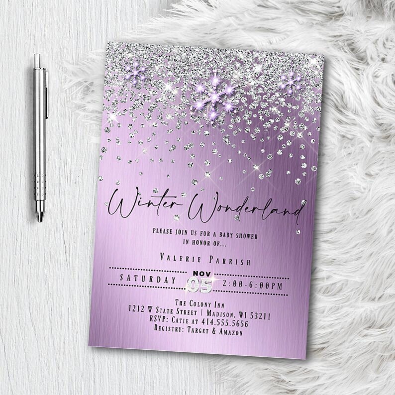 Purple winter wonderland baby shower 2025