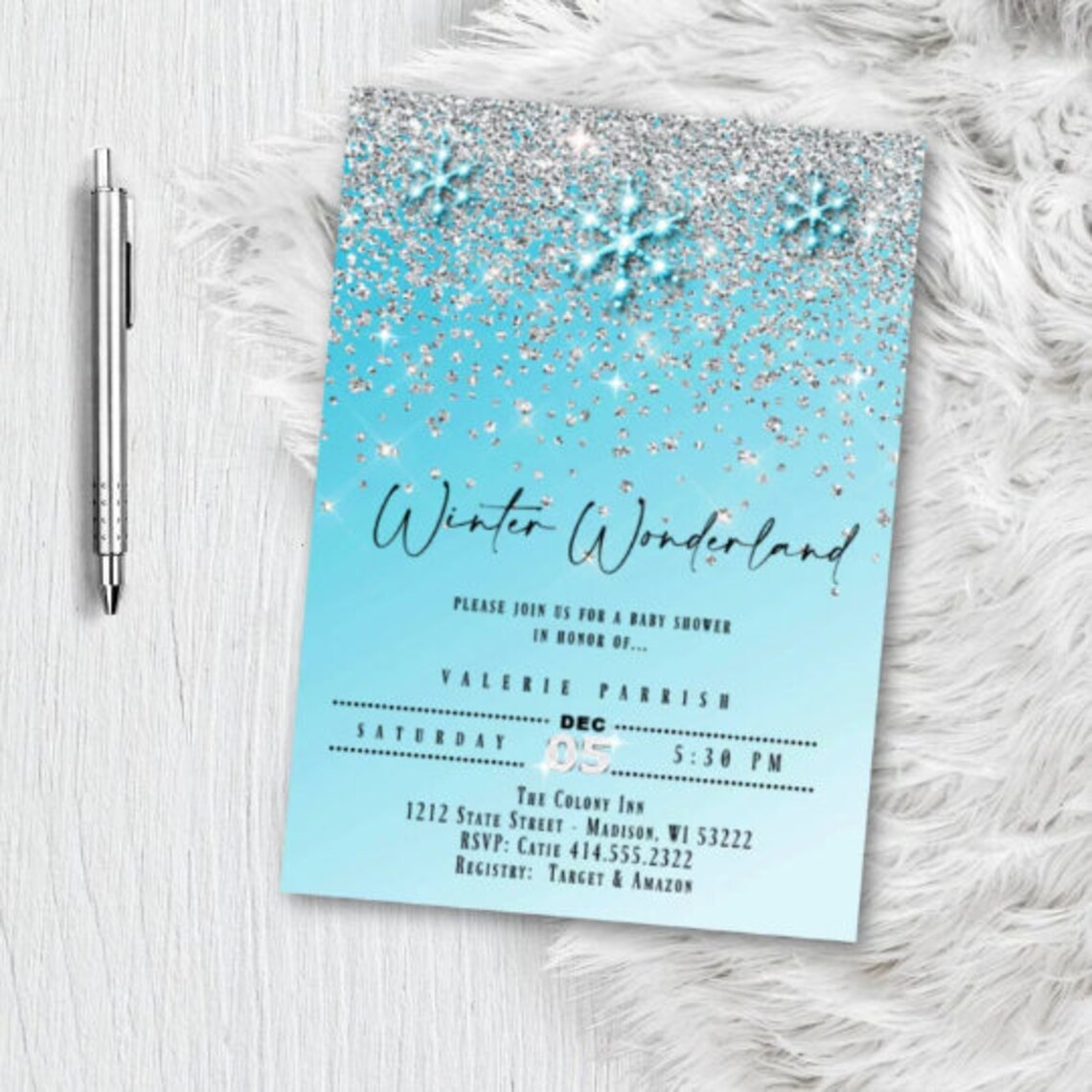 Winter Wonderland Baby Shower Invitation Girl Baby Shower Etsy
