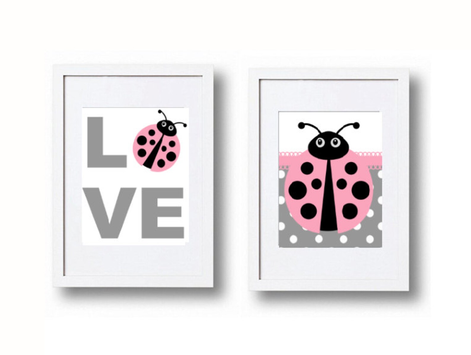 Ladybug Decor Nursery Bedroom Wall Art Love Pictures Pink and Etsy