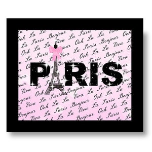 Paris Decor - Pink eiffel tower script wall art - decoration - paris theme - paris printable - paris party decoration - paris bedroom 8x10