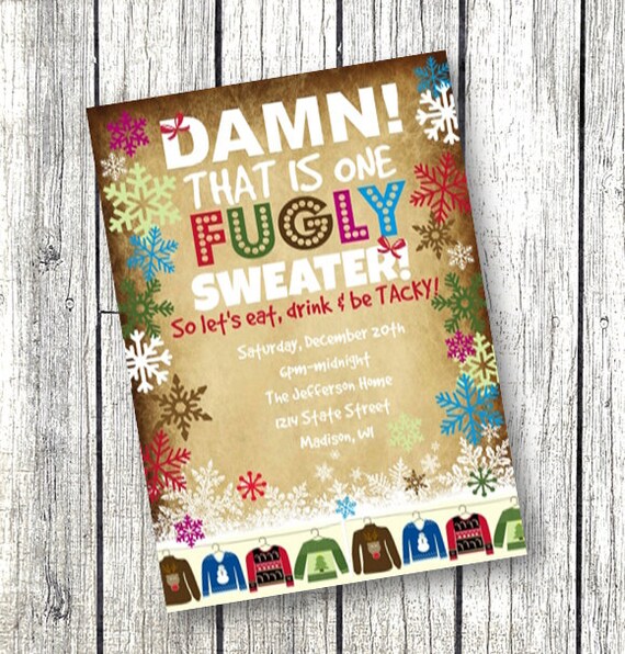 Ugly Sweater Invitation Christmas Holiday FUGLY sweater tacky party Christmas printable 5x7 ugly sweater party Il_570xn
