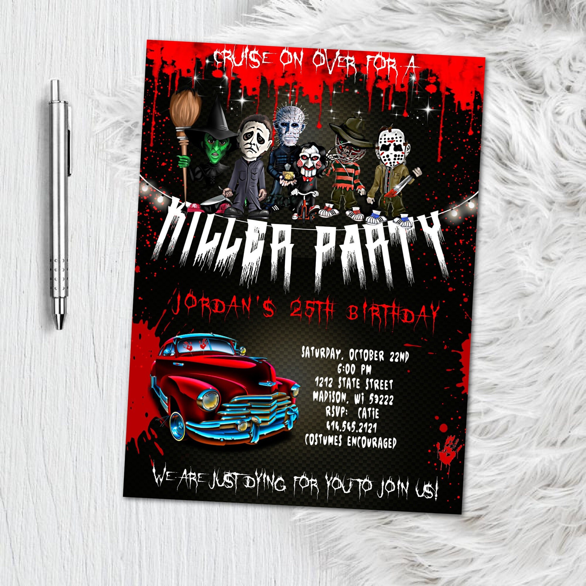 Halloween Party Invitation Lowrider Party Invite Adult - Etsy