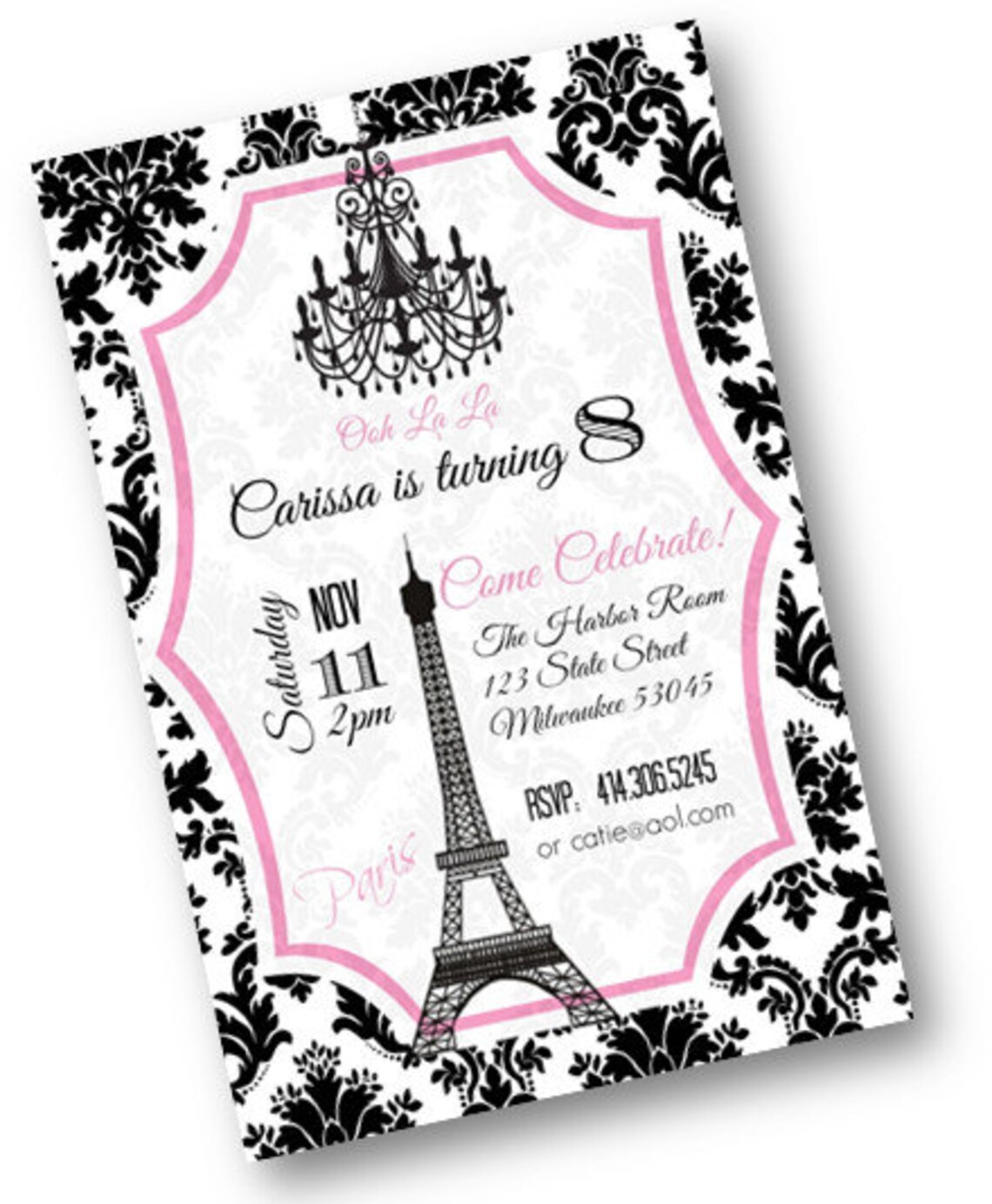 Sweet 16 Invitation Paris Theme Birthday Party or Quinceanera Etsy