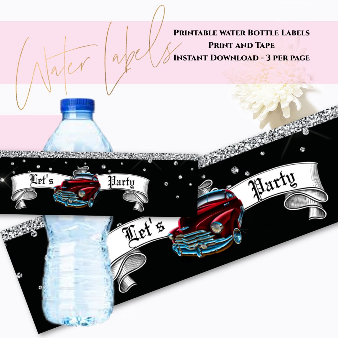 Lowrider Party Water Bottle Labels - Cholo Party Decorations - Mens ...