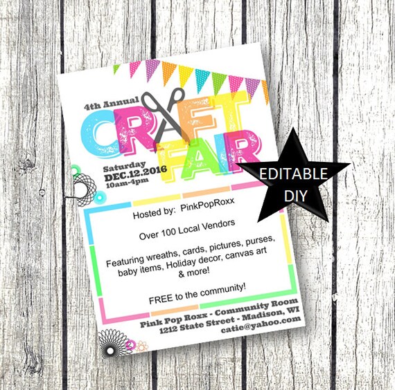 craft fair flyer invitation diy editable customizable and craft fair flyer template free