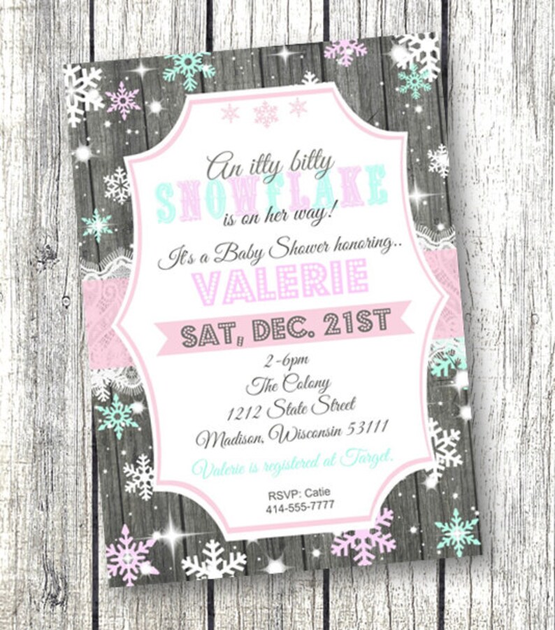 Snowflake Baby Shower Invitation Winter Wonderland Snowflake - Etsy