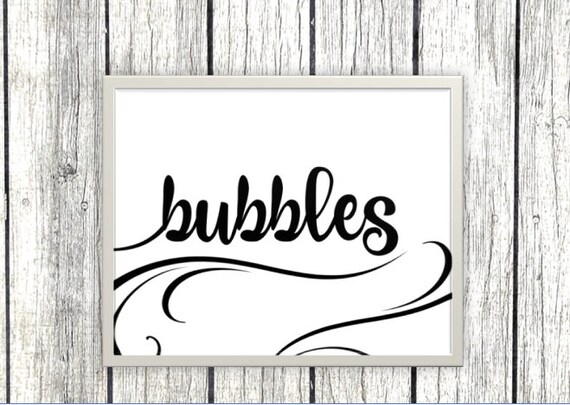 Printable Bubbles Sign for wedding or event - classic elegant swirly black and white bubbles printable download - download and print today Il_570xn