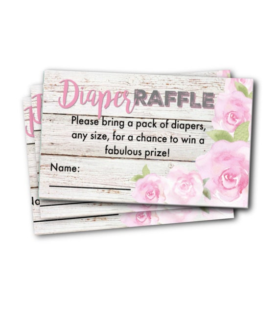 Baby Shower Diaper Raffle Insert - Blush Pink Floral Garden Rustic Wood Printed or Printable diaper raffle tickets boy light blue onesie P07 Il_570xn