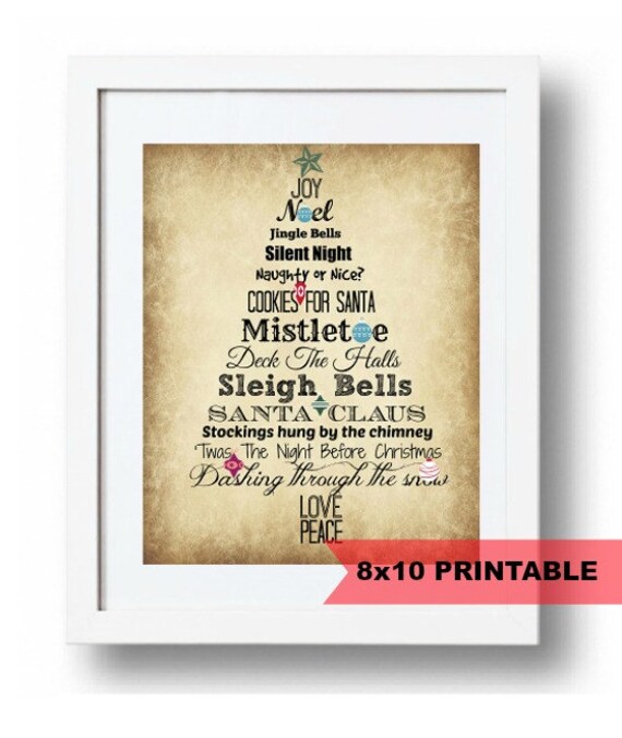Christmas printable decor Subway Art Holiday Rustic Subway art words typography Christmats wall art picture 8x10 downloadable printable Il_570xn