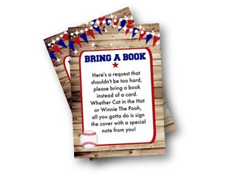 Sports Baby Shower Book Request Insert - Bring a book - sports - baseball - invitation - add on