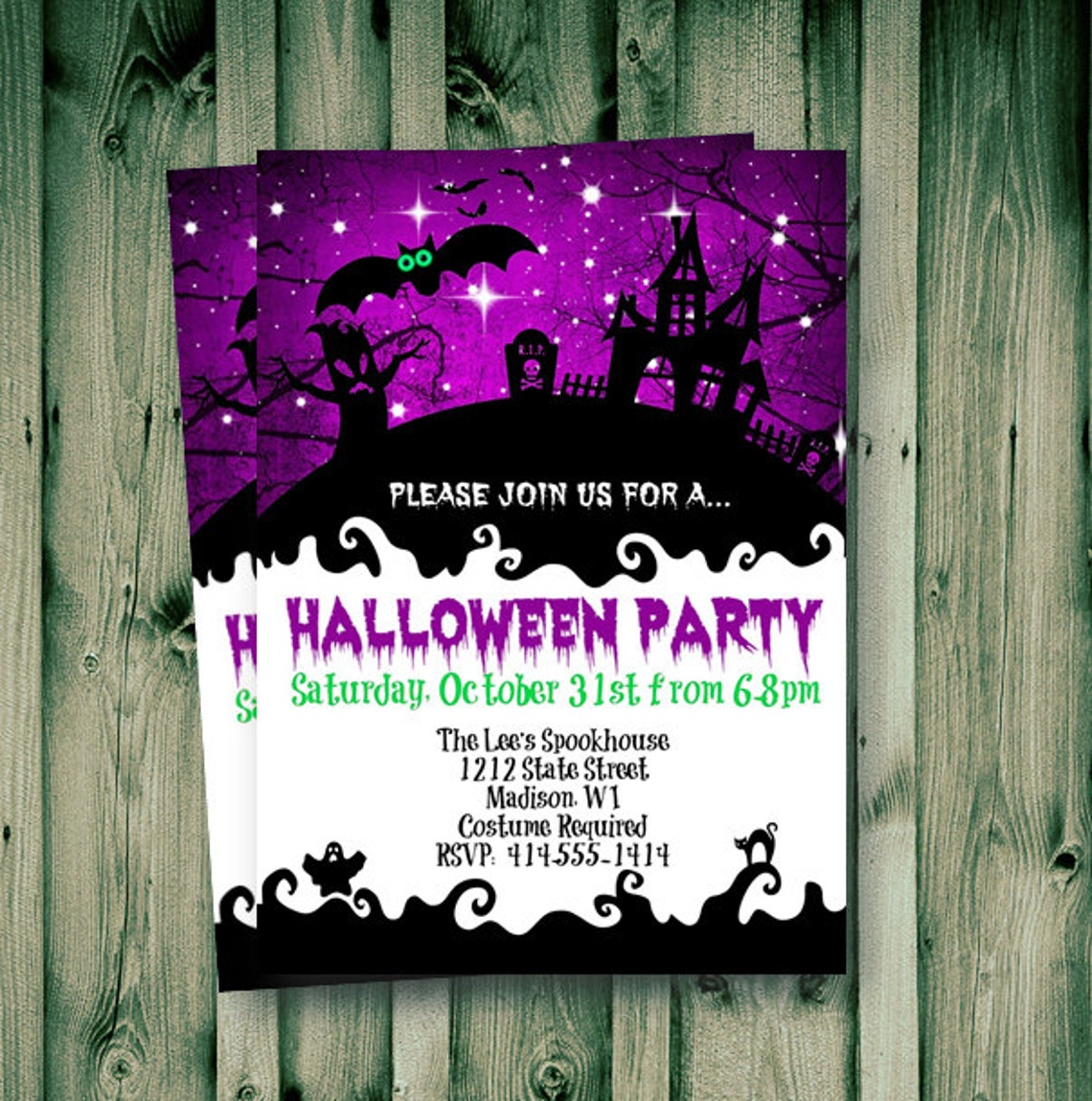 Halloween Invitation whimsical Halloween adult or kids haunted | Etsy