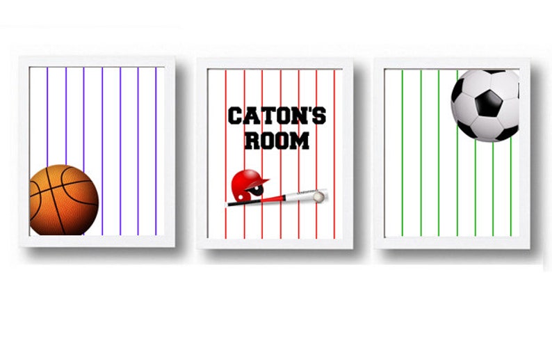 Sports Room Decor Wall Art Boys Printable Picture Set Blue Etsy