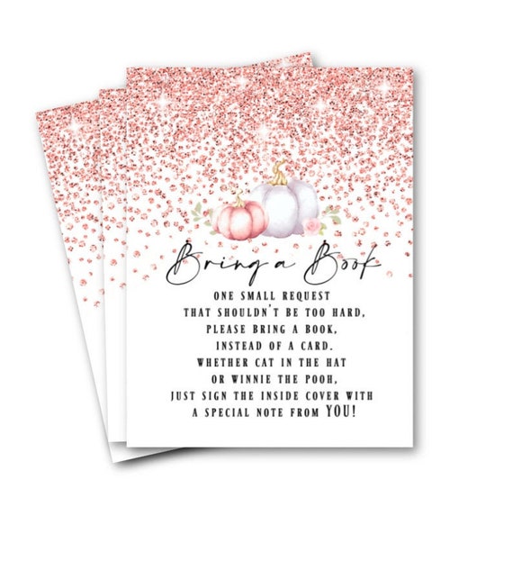 pumpkin-rose-gold-baby-shower-book-request-insert-cards-printed-or