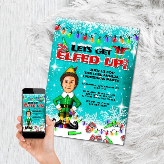 Christmas Party Invitations - Template _ Lets get Elfed up Editable