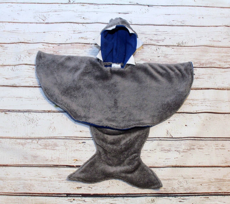 warm winter coat alternative hooded shark fleece car seat poncho 6-12 mo Halloween costume kids dress up gift idea