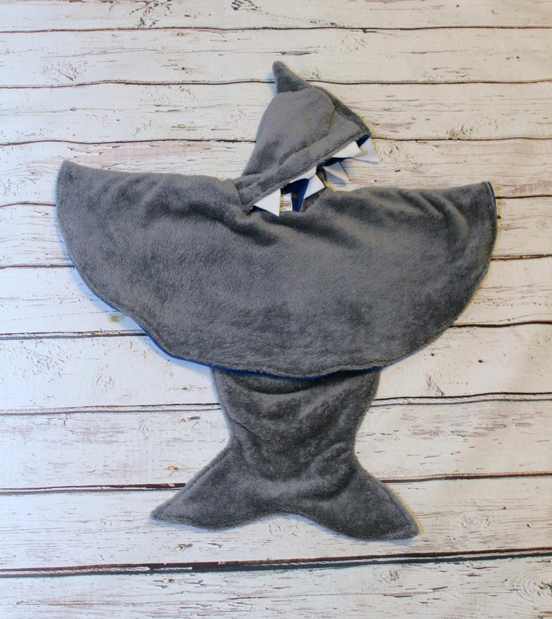 warm winter coat alternative hooded shark fleece car seat poncho 6-12 mo Halloween costume kids dress up gift idea