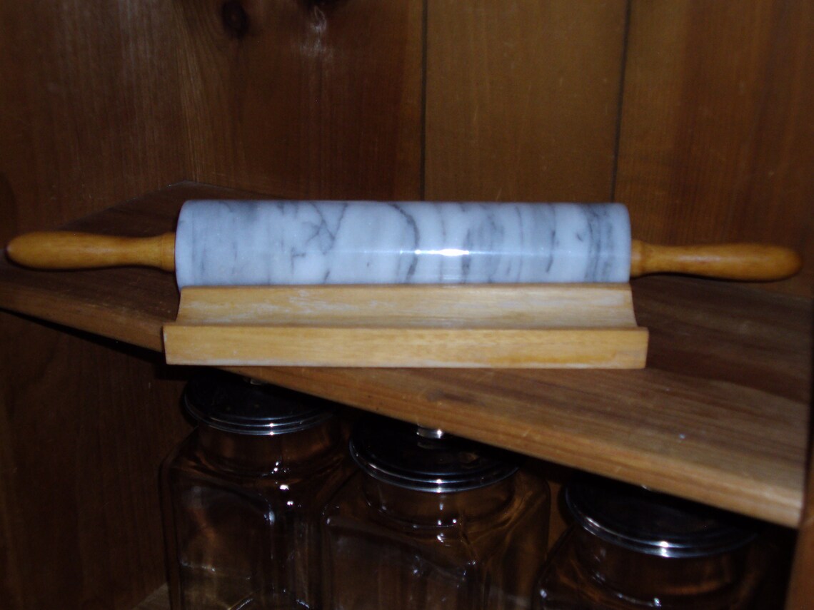 Rouleau à pâtisserie de marbre de ferme de cru avec le support Etsy