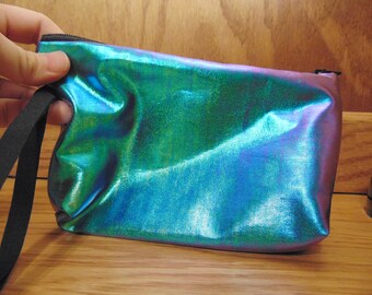 Oil Slick Black Fabric Clutch Bag | Beetle Wing Inspired Clutch Bag | Cotton Clutch
