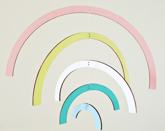 Ahoj-2012 Rainbow-Mobile, Wooden decoration, Dream catcher, Kinetic, Wooden rainbow, Rainbow mobile, Children's room decoration, Wall decoration,