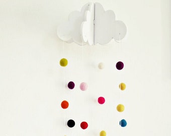 XXL Ahoj-2012 Wolken-Mobile, Süße Träume,Mobile,Filzkugeln,Traumfänger,Wolke,Wolkenmobile,Kinderzimmer,Deko,Regenbogen,Regenbogenmobile