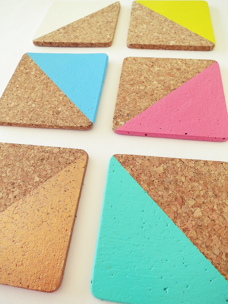 6 DipDye Cork Coasters Coasters Pastel Cork Etsy