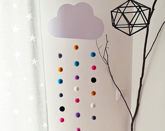 Ahoj-2012 Cloud Mobile with colorful felt balls,XL, Cloud mobile, Mobile, Felt balls, Cloud, Children's room decoration