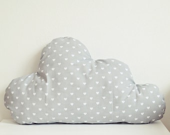 Ahoj 2012 Heart Pillow,Cloud Pillow,PillowCase,Grey, Cloud,Hearts,Nursery Decoration, Pillow,Pillow Sleeve