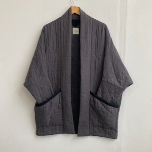 Charcoal Grey Long Quilted Potters Jacket