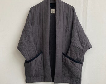 Charcoal Grey Long Quilted Potters Jacket