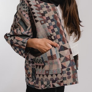 Clay Woven Batwing Jacket with narrow cuffs and Minimalist Design
