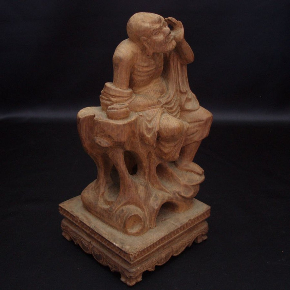 ARAKAN Buddhism Monk Wooden Statues Japanese Antiques Vintage Etsy