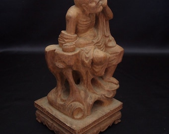 アラカン仏教僧侶木彫像日本の骨董品ヴィンテージ - Etsy 日本