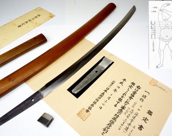 Authenticity Attested by NBTHK: Saidan-mei Body Cutting Tested Japanese Samurai L-Wakizashi Sword Nihonto Katana
