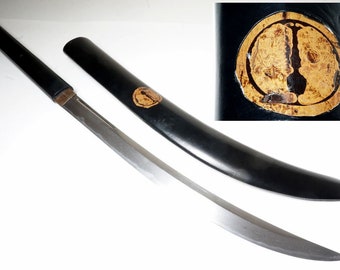 NAGINATA Halberd: Antique Japanese Samurai Sword Katana Nihonto with KAMON Koshirae