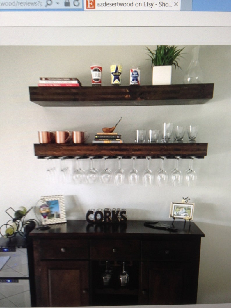 Bar Shelf Floating Shelf Wine Glass Holder Floating Etsy