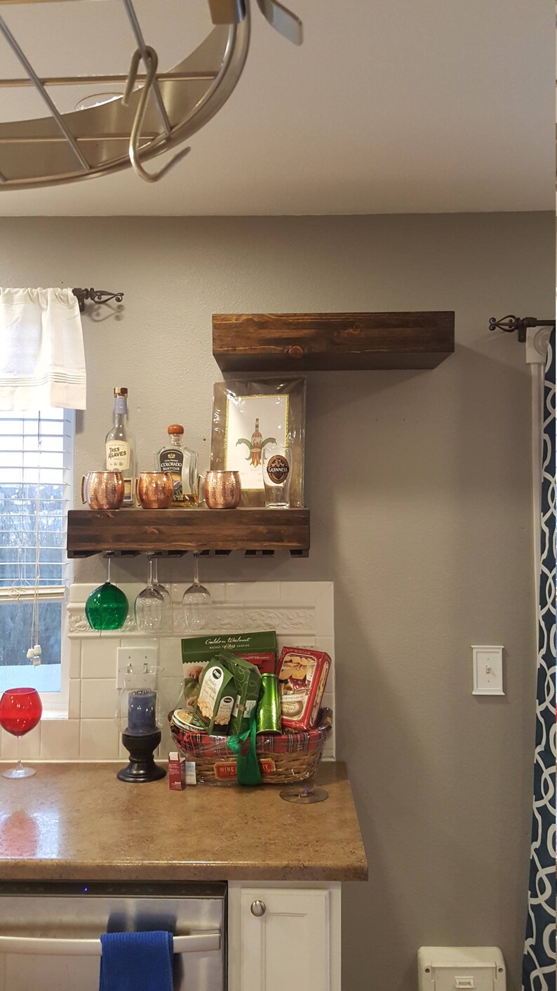 2shelf Set Floating Shelves Wood Floating Shelf Bar Etsy