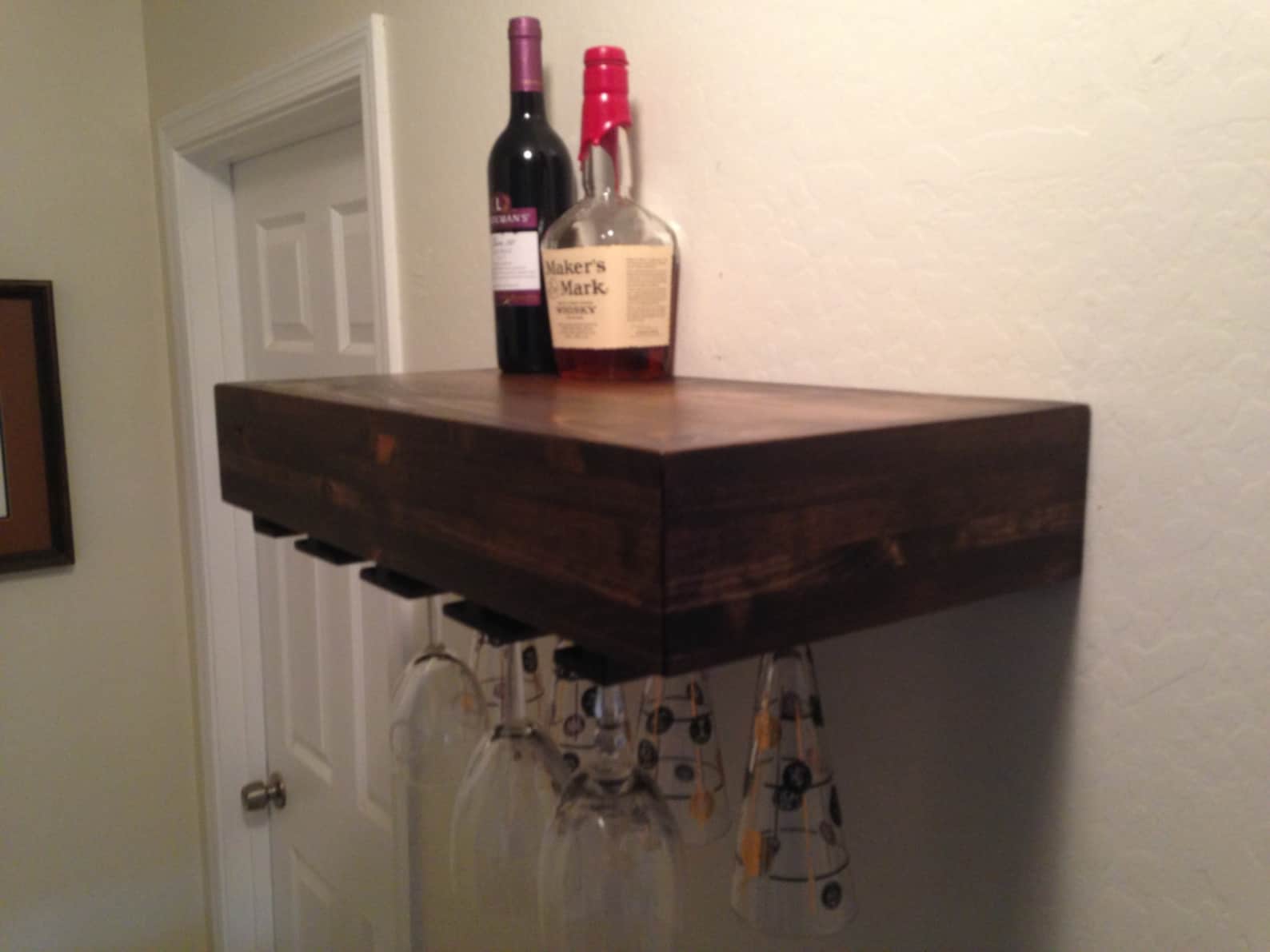 Bar shelf floating shelf wine glass holder floating Etsy