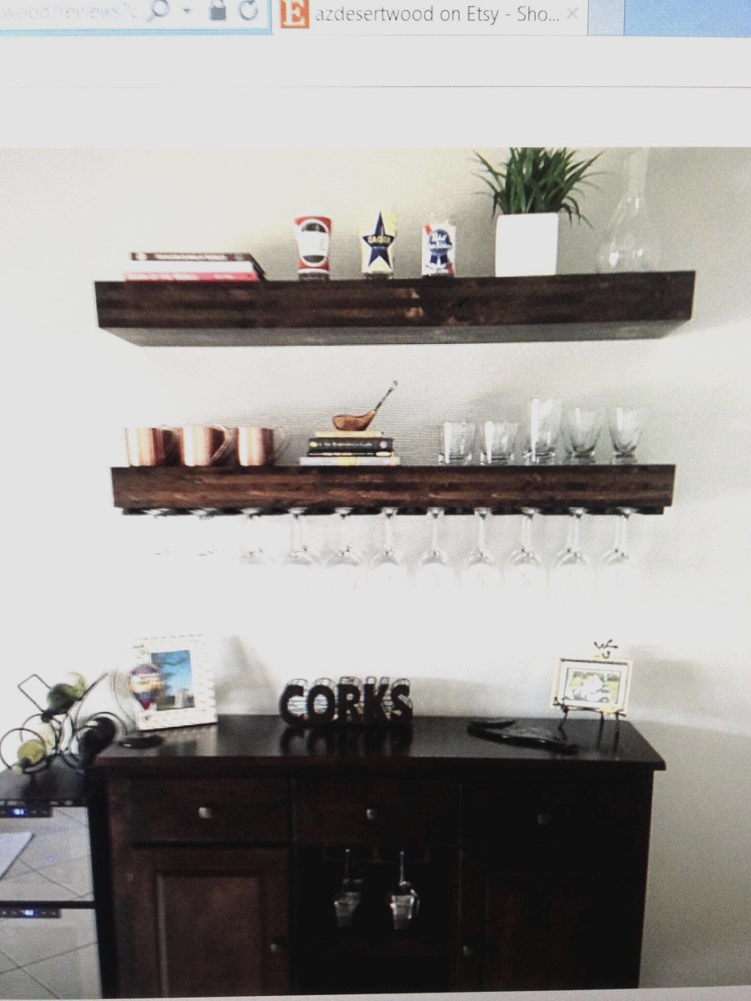 SET OF Floating Wine Glass Shelves, Shelf for Wine Glasses, Wine