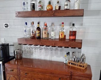 SET OF 2 shelves, wine glass Shelf, shelf for wine glasses, wine glass holder, bar room shelf, liquor shelf , floating wine glass holder
