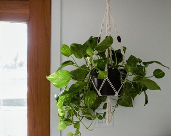 30” Off-White Macrame Plant Holder twisted cotton cord (3mm)