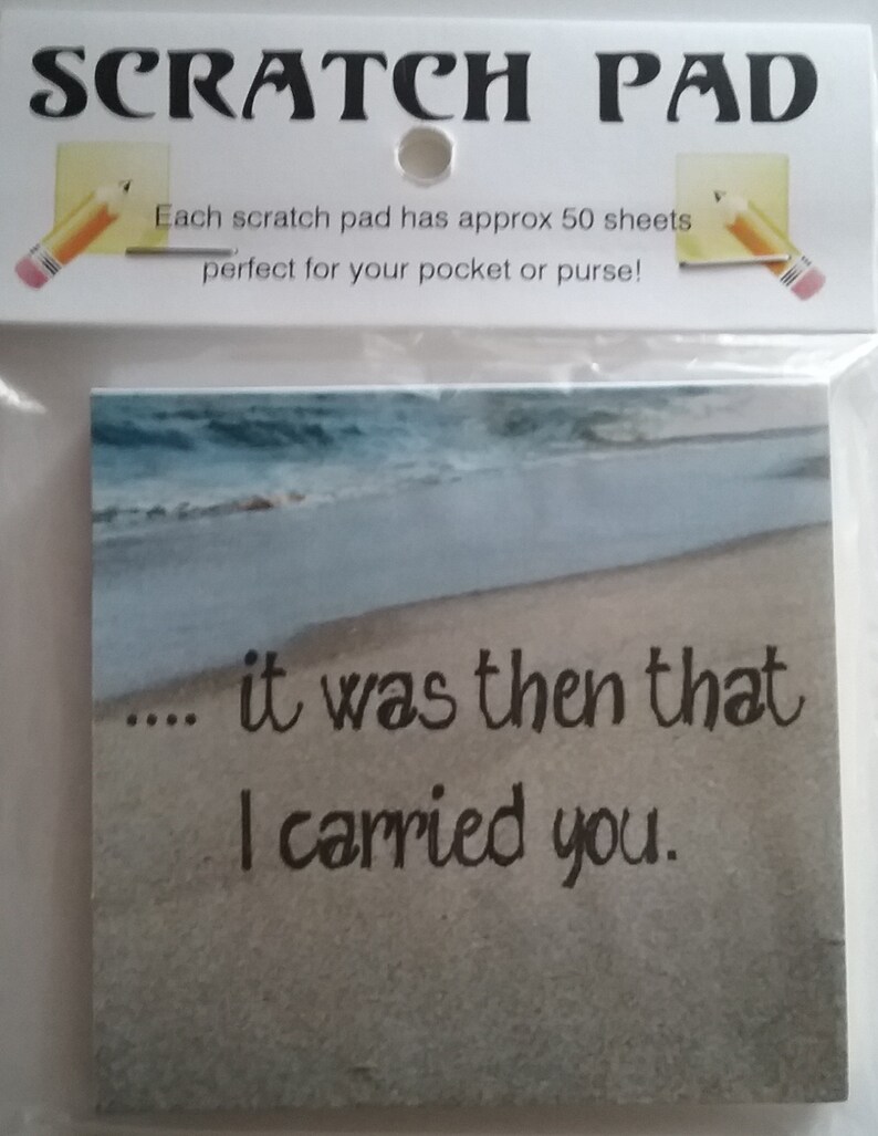 Notepads FREE SHIPPING Unique Gifts 2 Scratch pads Footprints in the Sand