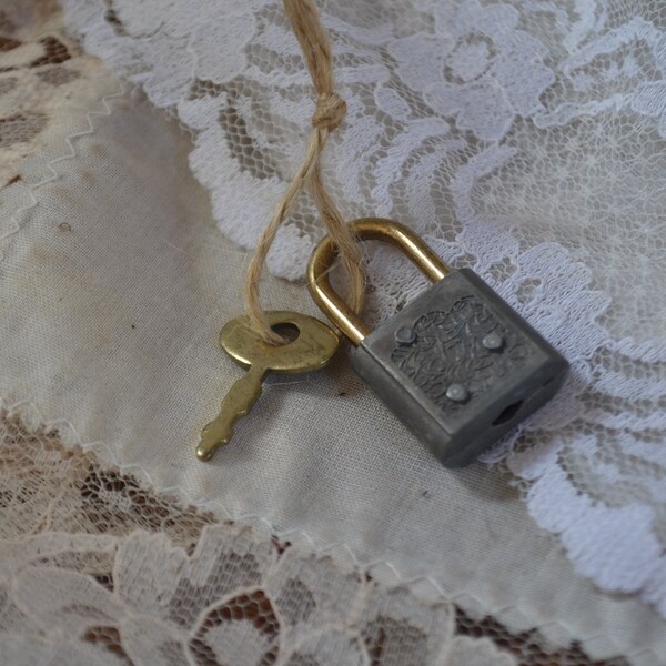 Old padlock, small lock, vintage lock, cute old padlock, old lock, old working padlock, padlock, old key, miniature key, rusty iron, old